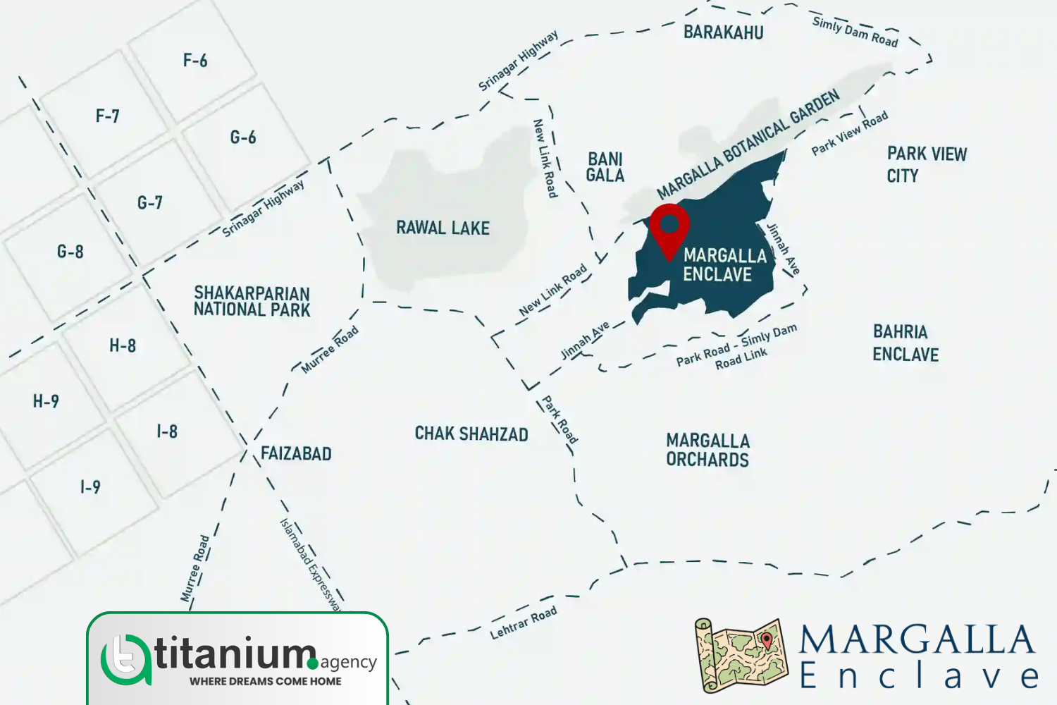 location of Margalla Enclave DHA Islamabad