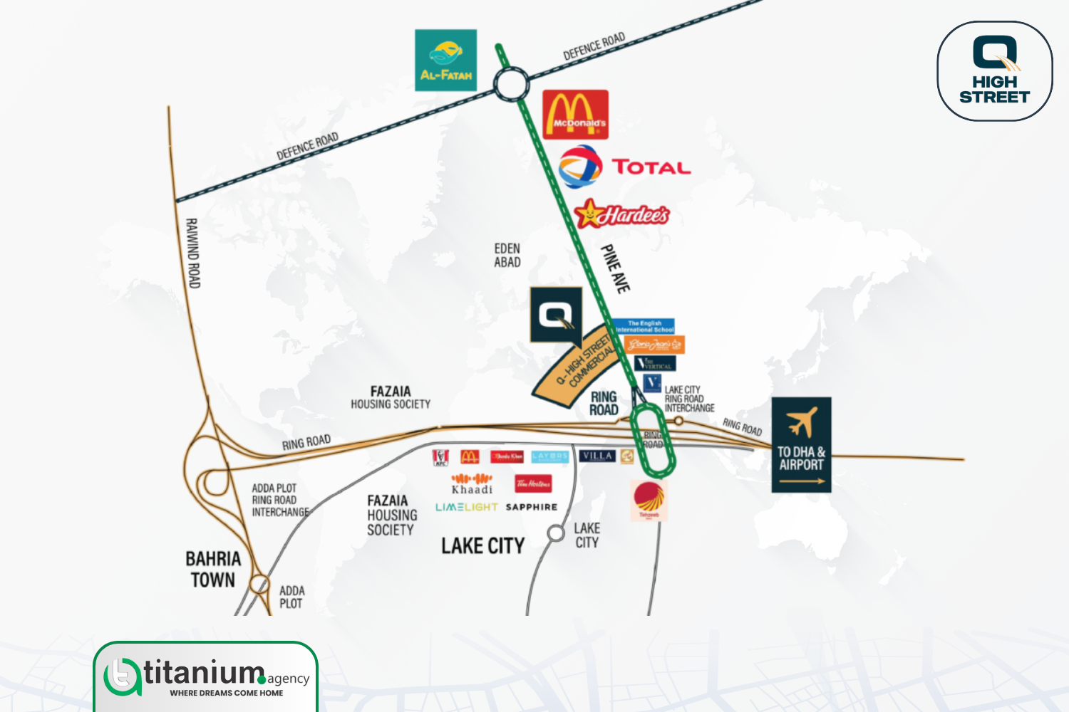 prime location of Q-High Street Pine Avenue Lahore