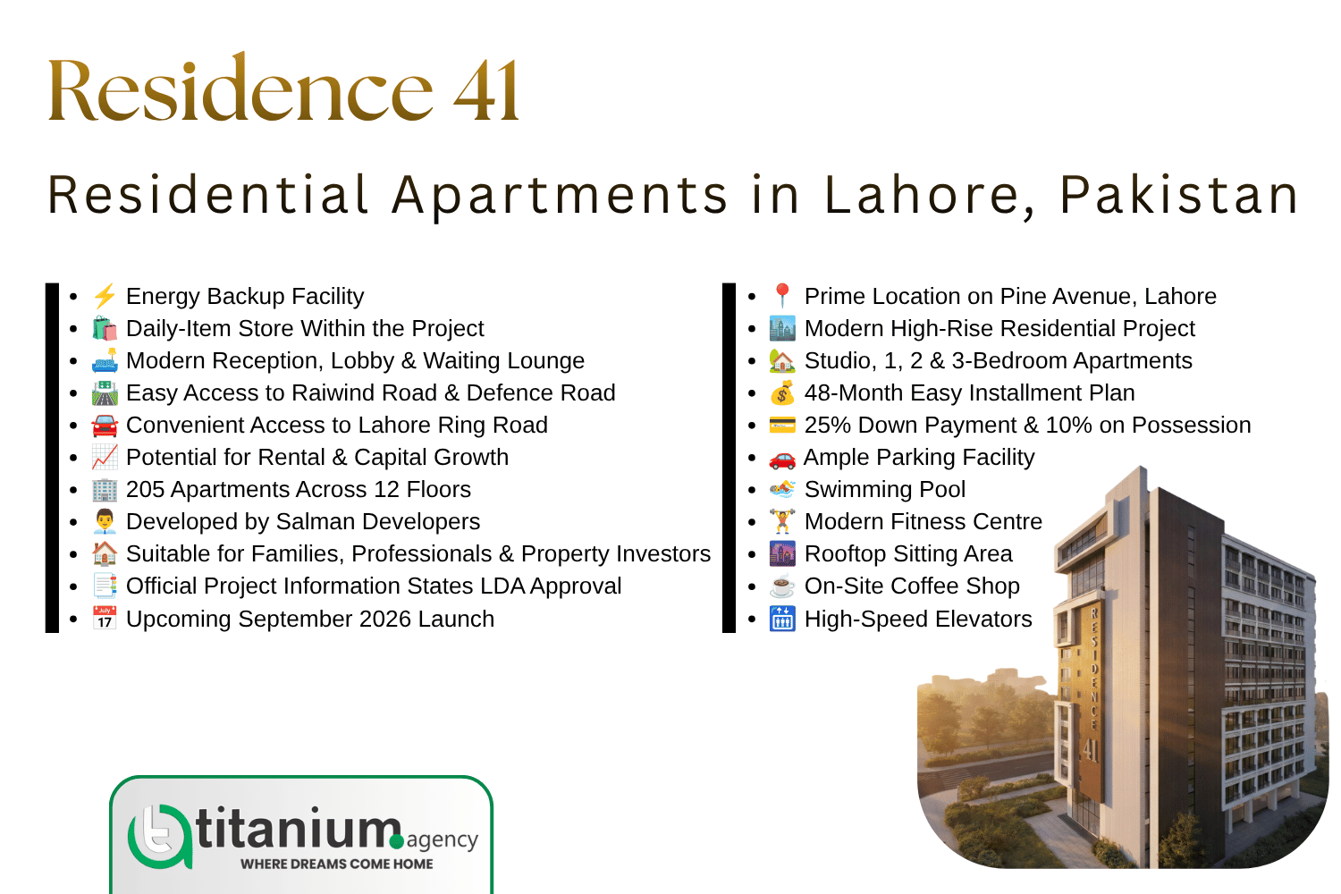 Residence 41 Lahore features