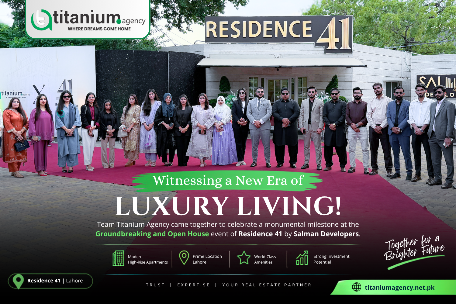 Titanium Agency team at Residence 41 Lahore groundbreaking and Open House event