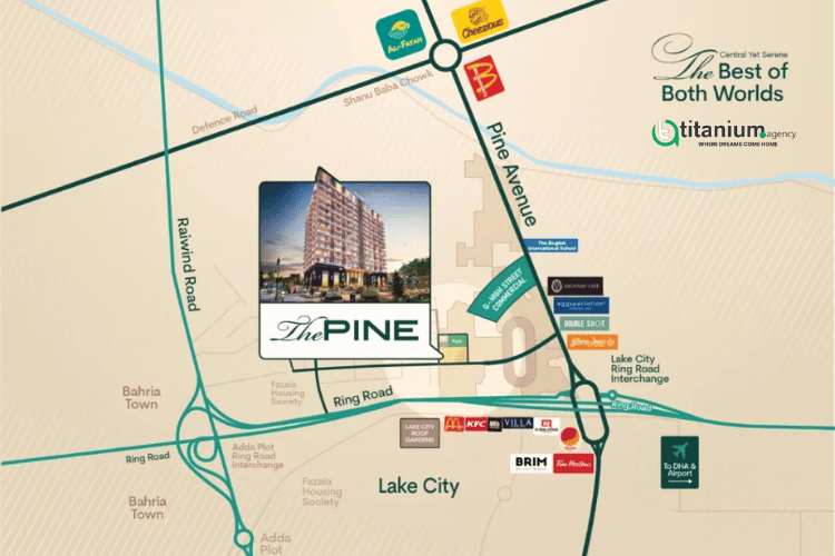 location of The Pine Premium Living Pine Avenue Lahore