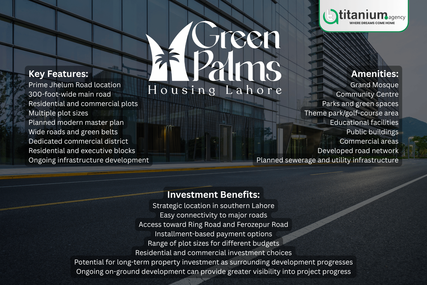 features and amentias of Green Palms Housing Lahore