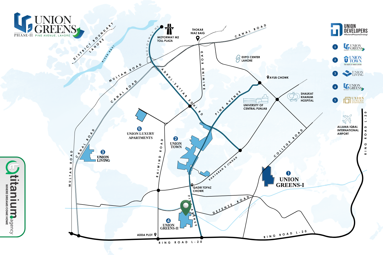 Union Greens Phase II Lahore Location