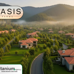 Oasis Farms Islamabad farmhouse project surrounded by green hills