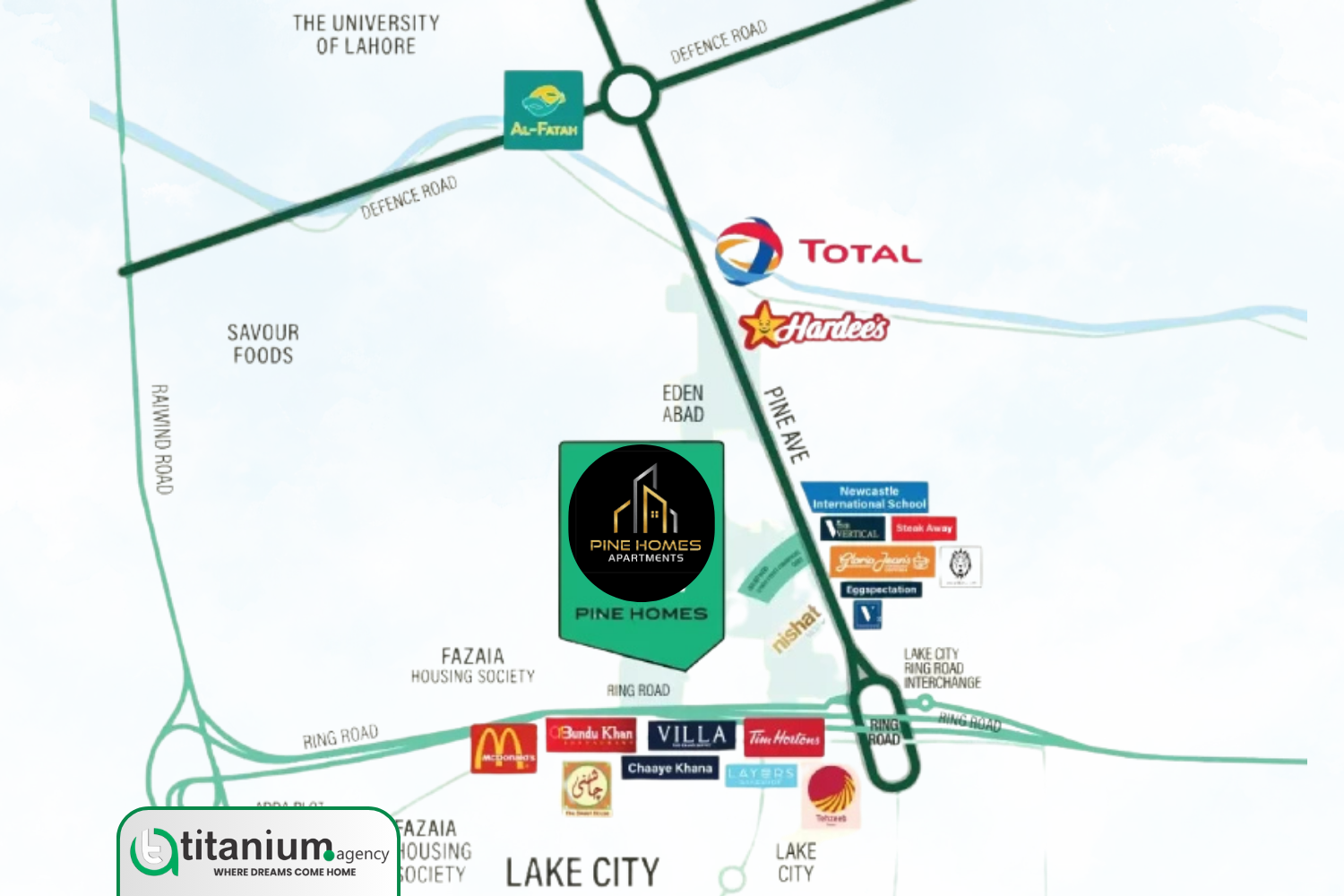 location of pine homes pine avenue lahore