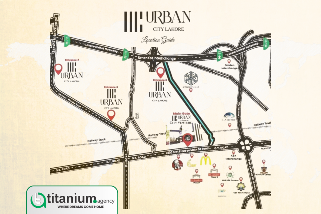 location map of Urban City Lahore